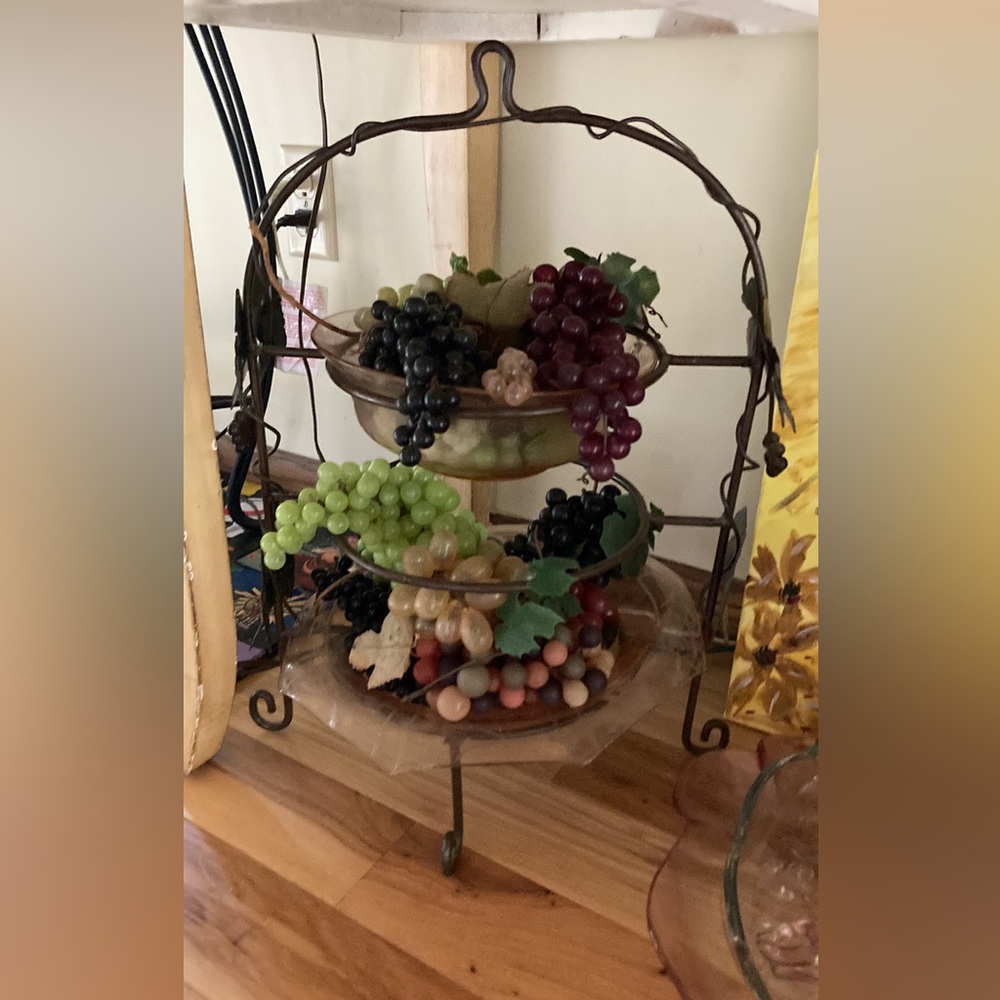 3 Tier Bowl Holder Iron Leaves decor